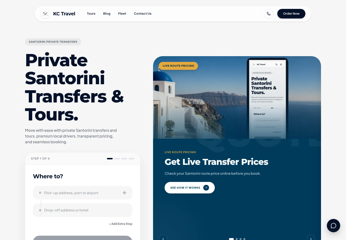 KC TRAVEL desktop website screenshot