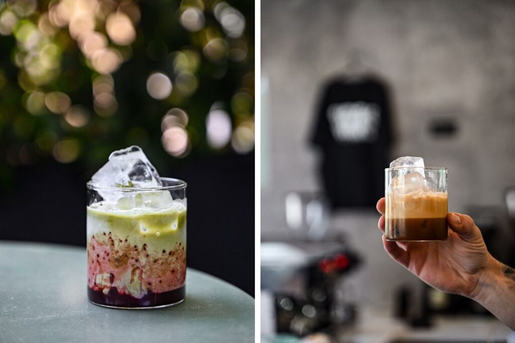 Matcha berry και freddo espresso